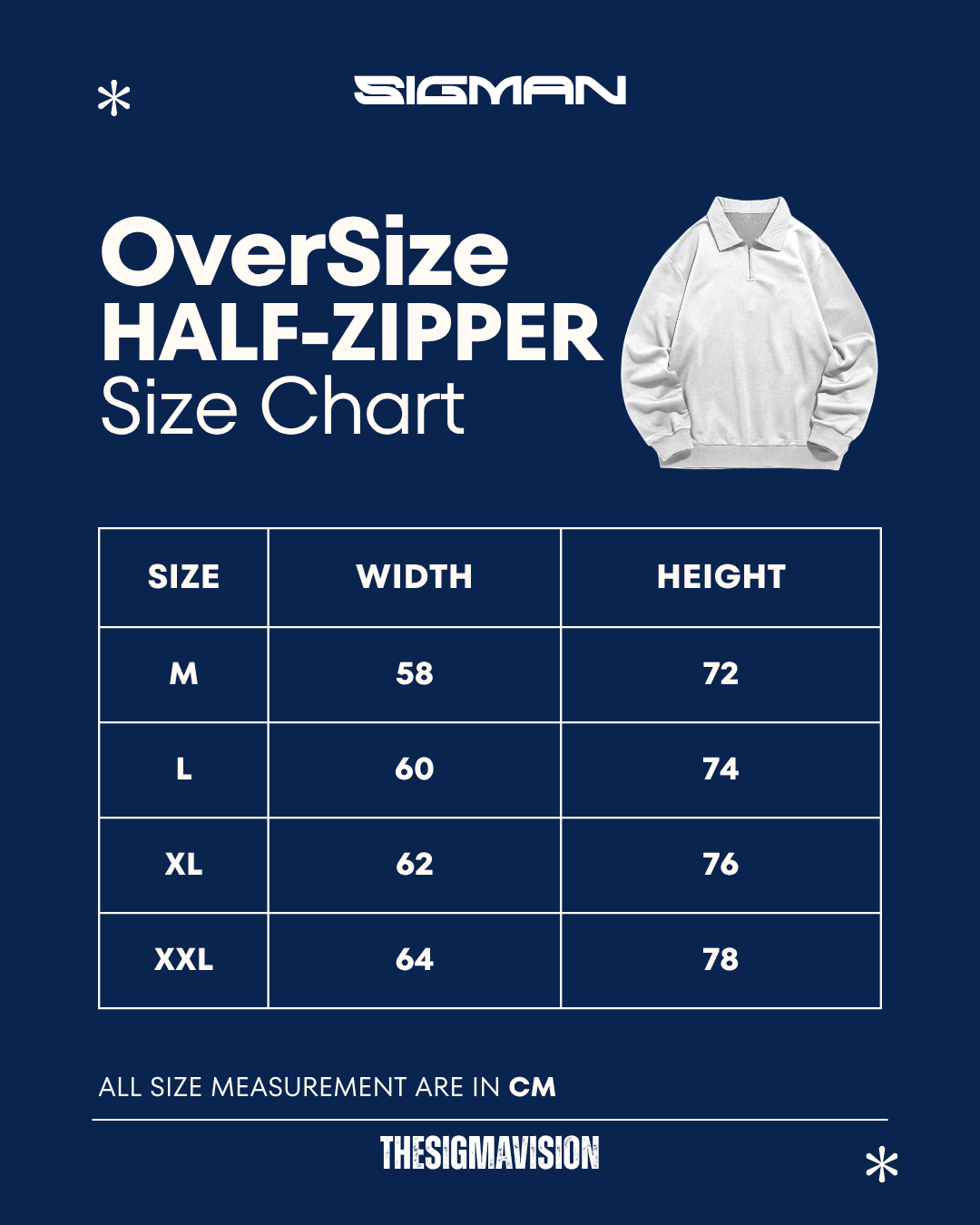 CREW NECK TRIKO size chart
